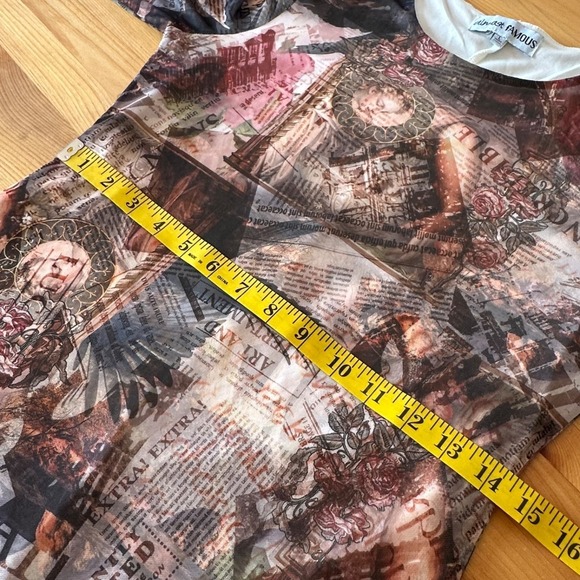 Dress Artsy Cyber Grunge Goth Indie Sleaze 90s Sz L Mesh Stretch Print Maxi - Picture 3 of 12